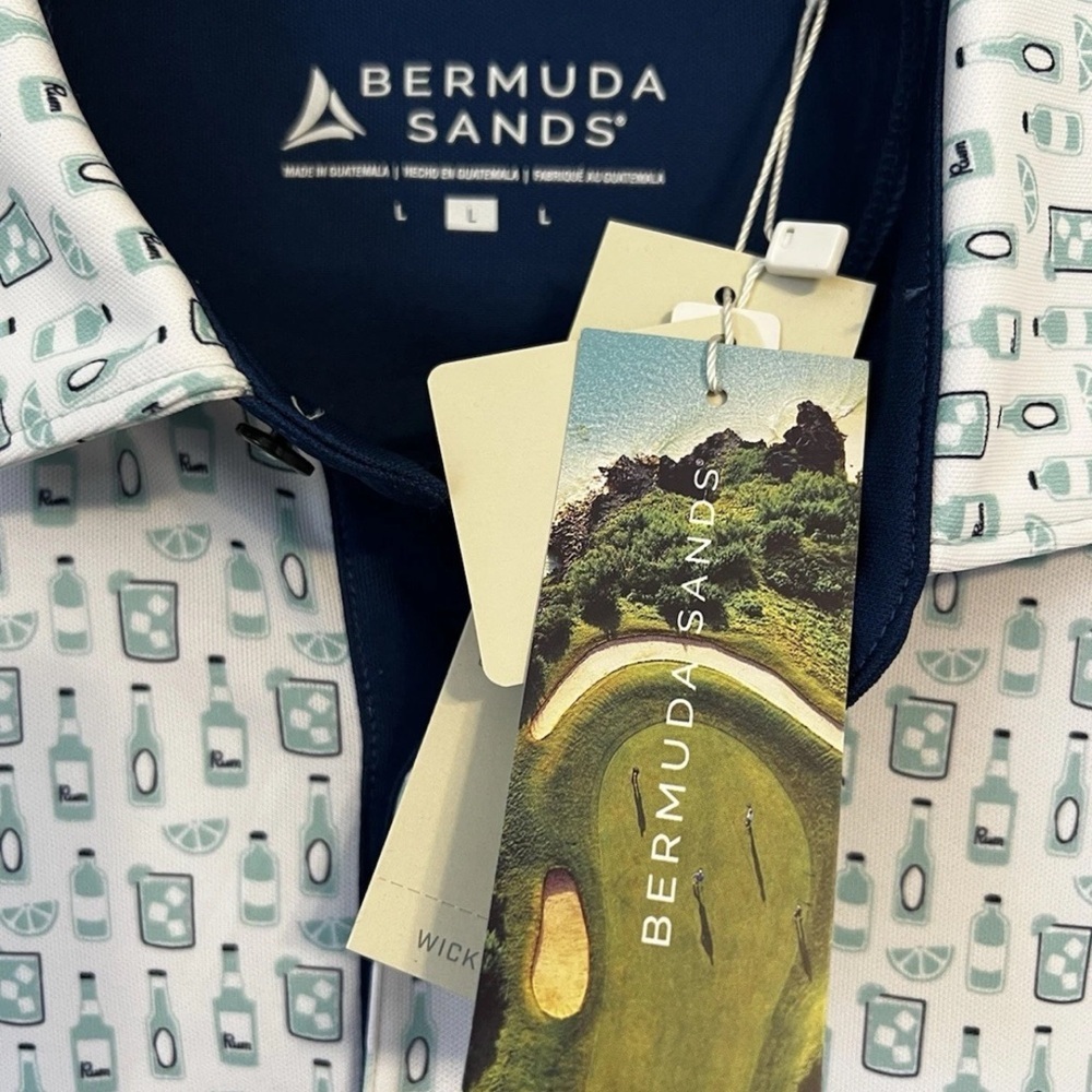 Bermuda Sands Men’s Golf Polo Cocktail Pattern Size Large